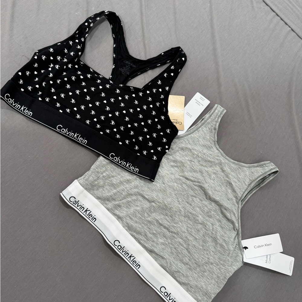 Women’s Calvin Klein Black and Gray Sports Bra Set